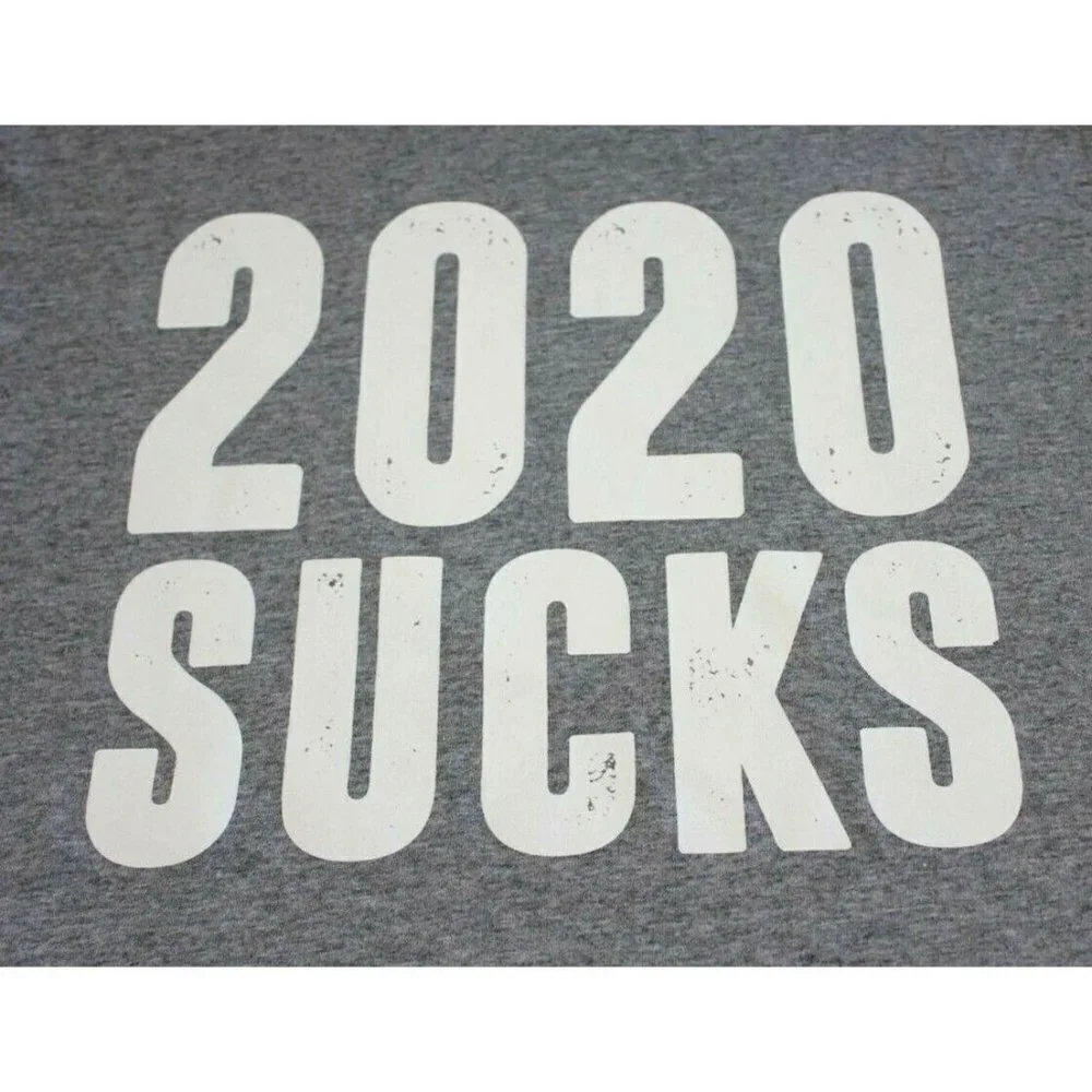 Jerzees 2020 Sucks Mens T Shirt Sz M Gray Graphic Tee S/S Unisex Crew Pandemic - Picture 2 of 7